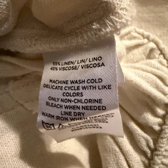 LOFT Cream Linen Blend High-Waist Elastic-Waist Shorts- Fits like XL - Picture 5 of 5